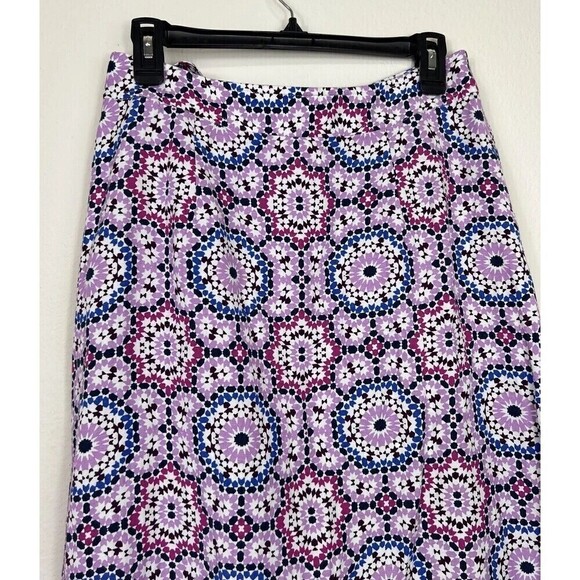 Ann Taylor LOFT Geometric Midi Linen Blend Wrap Skirt Size 4 - Picture 10 of 13